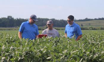 ServiTech agronomists show a grower some data to help his operation.
